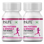 INLIFE Multivitamin for Women with Biotin, Vitamin D, Calcium, & Minerals for Energy, Hair, Skin, Nails, Bone - 60 Veg Capsules (Women) (Pack of 2, 120)