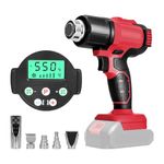 Cordless Heat Gun for Milwaukee 18V Battery, Hot Air Gun with 5 Nozzles, 2-Temp Settings Max 550°C for Shrink Tubing Vinyl Wrap Crafting, Colour Removal, Electronics