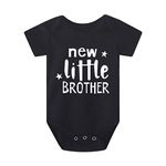 Baby Boy Brother Shirt Outfit New Little Brother Romper Bodysuit Sibling Clothes (New Little Brother 1-black, 3-6 Months)