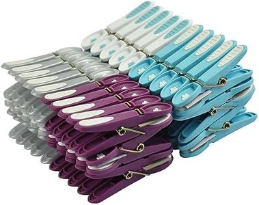 LAGUELLE - 60 Pinzas para Ropa Antideslizantes - Fabricación Francesa - Surtidas en Gris, Blanco, Azul, Violeta