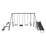 XDP Recreation Crestview Outdoor Play Kids Backyard Playset Swing Set with 2 Swings, Slide, Stand N Swing, Fun Glider, & See Saw, Ages 3 To 8