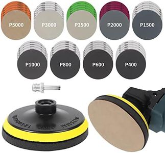 Pomsare 45PCS 5 Inch Wet Dry Sanding Discs Kit with Hook and Loop Backing Pad 5/8-11 and Foam, Angle Grinder Drill Sanding Attachment, Sander for Drill 400 to 5000 Grits Sandpaper for Wood Metal Car