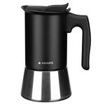 Navaris Moka Coffee Pot - Percolator Espresso Maker for Stovetops Induction Gas Electric Stove Hob - Stainless Steel Percolated Coffee Pot - 4 Cup