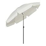 Sekey® 2m Large Beach Umbrella, Portable Tilting Garden Parasol Umbrella, Sun Parasol/Patio Umbrella for Beach/Garden/Pool/Patio, Round Sunscreen UV25+ Cream