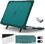 Yebiseven Case for M3/M2 MacBook Air 15 inch 2024 2023 Released A3114/A2941, Heavy Duty Shockproof Laptop Case with Keyboard Cover & Trackpad Protector & OTG Adapter & 2 Webcam Cover, Teal