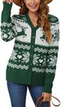 VIISHOW Women's Long Sleeve Button Down Lightweight Cardigans Ladies V Neck Knit Open Front Sweater,Christmas Green, XX-Large