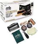 M&B Pro Shine Deluxe Care Kit for Leather Shoes | Contains Black & Brown Shoe Polish, Polishing Cloth, Horsehair Shine Brush, 2 Horsehair Dauber Brushes, Shoehorn, Travel Case, Shoe Bag (22227)