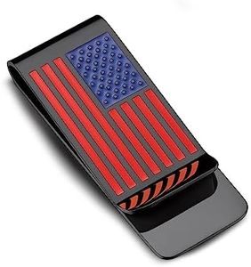 Bandmax Stainles Steel Money Clip for Men American Flag Cash Clip Credit Card Business Card Holder USA Flag Slim Wallet for Pocket Gift for Dad Husband