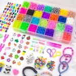 Uolifrem Loom Bracelet Kit, 12000+ Deluxe Rubber Bands Set, 28 Colors Elastic Bracelet Making Kit with Clips Beads Charms, All-in an Organizer Case, Best Gifts for Girls and Boys Birthday Christmas 3+