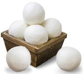 ERZA Wool Dryer Balls, Natural Fabric Softener, Reusable, Reduces Clothing Wrinkles and Saves Drying Time, Alternative to PVC Balls, Dryer Sheets & Liquid Softener, Lint Free, White, Pack of 4