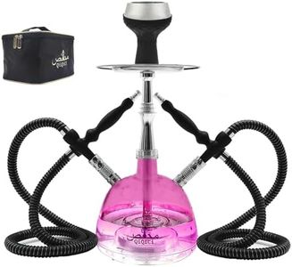 QiQiCi Hookah set 2 Hose Hookahs with Cleaning Brush Modern Acrylic Bubble Hookah Shisha Hooka MY first Travel Hookah Accessories with Travel Bag Coal Tongs for Narguile smoking