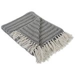 DII Modern Farmhouse Cotton Herringbone Blanket Throw with Fringe For Chair, Couch, Picnic, Camping, Beach, & Everyday Use , 50 x 60" - Herringbone Chevron Mineral Gray