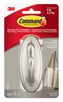 Command Traditional Decorative Hook, Large, Brushed Nickel, 1 Hook 2 Large Strips