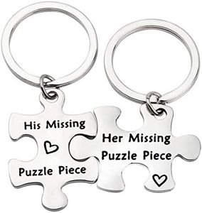 TGBJE Puzzle Piece Keychain Set Her Missing Puzzle Piece,His Missing Puzzle Piece Keychain Couple Gift Boyfriend,Husband Gift (His and Her Keychain)