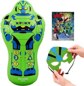 Robot Punching Bag for Kids - 47 Inch Inflatable Bop Bag Including Felt Face Mask, & Comic Book, Kids Punching Dummy with Instant Bounce Back Movement, Heavy Duty PVC