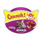 Whiskas Crunch 10 Packets, Cat Treats for Adult Cats with a Mix of Delicious Chicken, Turkey and Duck, Pack of 10 (10 x 100 g)