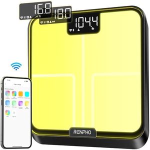 RENPHO Smart Scale for Body Weight, BMI, Body Fat, Muscle Mass, FSA HSA Eligible, Bluetooth Wi-Fi Rechargeable Scale, RGB Lighting Color Changing Scale, Sync with Fitness App, Chroma Aspire