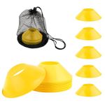 25pcs Soccer Cones for Sports Training, 5 Inch Mini Football Cones with Mesh Bag, Flexible Agility Practice Cones Drills Training Plastic Cones for Basketball Sports Games Kids Skating (Yellow)