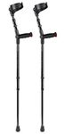 Pair of Height Adjustable Ossenberg Soft Ergonomic Grip Closed Cuff Crutches Black Colour Maximum User Weight 23.5 Stone