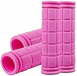 Bicycle Handlebar Grips, Bike Handlebar Rubber Grips Colorful Rubber Mushroom Grips BMX/MTB Mountain Bike Fixed Gear Handle Handlebar Soft Rubber Grips Bicycle Accessory (Pink, 2 Pairs)