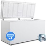 Techomey Chest Freezer 17.7 Cu.Ft, Commercial Compact Deep Freezer with Large Capacity, Adjustable Thermostat, Removable Basket, 4 Universal Wheels and Lock for Home, Kitchen, Garage, White