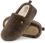 EverFoams Women's Closed-back Slippers Fuzzy Faux Wool Soft Lightweight Non-slip House Shoes Nutty Brown, 9-10 US