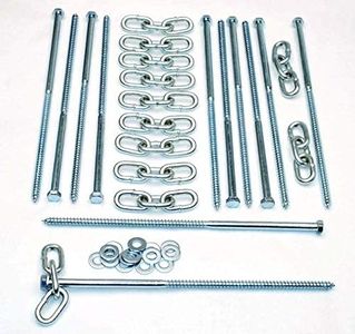 Lexar Industrial 12 pc Lag Screws 3/8 x 12 Tent Stakes Festival Kit with Chain Links and Washers