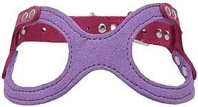 Dogs Kingdom Classic Leather Belt Dog Harness Dog Eyeglass Chest Strap Double-Sided Ultra-Fiber Material Purple S