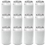 CSBD Beer Can Coolers Sleeves, Soft Insulated Reusable Drink Caddies for Water Bottles or Soda, Collapsible Blank DIY Customizable for Parties, Events or Weddings, Bulk (12, White)