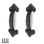 LNSYSNS Barn Door Handle, 2 PCS Heavy Duty Cast Iron Door Pull Handles, Garage Handle Black for Sliding Door,17cm Long, for Barn Doors, Cabinet, Drawers, Garage Sheds