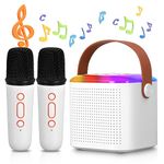 Karaoke Machine Children's Portable Mini Bluetooth Children's Karaoke, Karaoke System with 2 Microphones and Colourful Lights, Karaoke Speaker for Home Party, Gift for Brithday, Girls and Boys