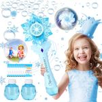 deAO Bubble Machine, Bubble Wand for Kids Girls, Light & Music Snowflake Bubble Maker, Outdoor Garden Wedding Party Toys for 3 4 5 6 7 8 Year Old Girls