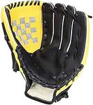 Acidea Baseball Glove Sports Batting Gloves 10.5inch with Baseball PU Leather Adjustable and Comfortable for Kids Youth Adults Right Hand Throw, Left Hand Glove, Yellow