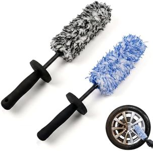 Wheel Barrel Brush, 2026 New Car Wheel Barrel Microfiber Brush for Cleaning Wheels, Long Handle Multipurpose Duster Tire Brushes for Various Car Care (Black+Blue)