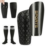 Proberos® Sport Shin Guards Set EVA Cushioning Shin Guards, Shin Guards Sleeves & Compression Socks for Teens Kids Sport Shin Guards for Soccer, Rugby, Hockey, M