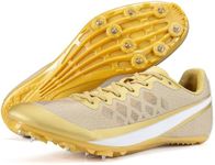 Zakey Mens Track and Field Shoes Women Kids Professional Spikes Racing Sneakers Girls Light Weight Running Nail Spikes Shoes Boys (Gold,1)