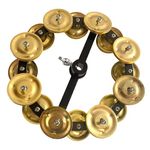 TUOREN 5.5" Mountable Symbal Hihat Tambourine with 8 Double Row Steel Jingles for Drum Set Golden