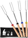 Zulay Marshmallow Roasting Sticks Extendable Design - Stainless Steel Smores Skewers For Camping, Bonfire, Fireplace - Extendable & Retractible Telescoping Marshmallow Sticks