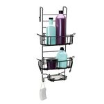 Zenna Home Hanging Shower Caddy, Over the Door, Rust Resistant, with 2 Storage Baskets, Soap Dish, Razor Holders and Hooks, Bathroom or Kitchen Shelf Organizer, No Drilling, Heritage Bronze