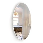 Facilehome Wall Mounted Dressing Mirror, Frameless Oval Vanity Mirror, Makeup Mirror for Bathroom, Bedroom, Living Room, Horizontal or Vertical