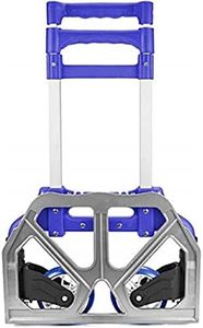 LELYFIT Lightweight Collapsible Folding Hand Truck, Folding Trolley Shopping Cart with Stretchable Expansion Base, 2 x Bungee Cord (Blue)