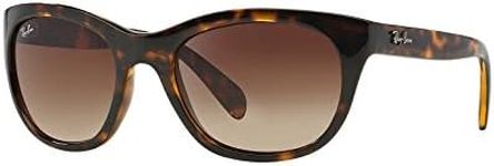 Ray-Ban Women's RB4216 Square Sunglasses, Light Havana/Brown Gradient, 56 mm