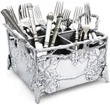 Arthur Court Designs Aluminum Metal Grapevine Flatware Silverware Caddy 8 inch Square 7 inch Tall