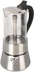 Moka Express 4 Cup, Classic Stovetop Espresso Coffee Maker, Crystal Glass Top and Stainless Steel Stovetop Moka Pot for Induction, Ceramic, Gas and Electric Stove