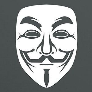 Anonymous Mask White Vinyl Decal | Anonymous Stickers V for Vendetta Sticker Guy Fawkes Sticker Hacker Mask Sticker Anonymous Decal | Premium Quality | 5.5-Inches | D014