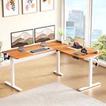 Lukzer L-Shape Electric Height Adjustable Desk with USB & Type-C Digital Display Advance Memory Preset Sit Stand Home Office Table | EST-001/UC-White & Oak Brown | DIY Setup with 3 Years Warranty