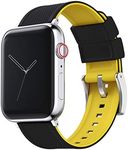 BARTON WATCH BANDS - Black Top & Yellow Bottom Elite Silicone Watch Bands Compatible with Apple Watch Models - 1, 2, 3, 4, 5, 6, 7, 8, 9, 10, SE, Ultra & Ultra 2 - (38mm/40mm/41mm)