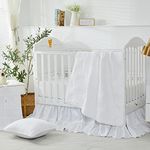 Brandream Gender Neutral Boho Bohemian Baby Girl Boy Nursery Crib Bedding Set - 6pc - Solid Color White Farmhouse Chic Unisex Elephant Embroidery Cotton