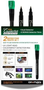 Dri Mark Dual Test Counterfeit Money Detector Pen, UV Light Head Bonus Pack - Fake Money Bill Checker, Tests for Security Strips and Authentic Currency Paper, 1 UV Light/ 3 Pens