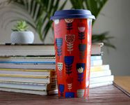 PEGGY OLIVER Ceramic Travel Mug - 1 Piece, Red, 550 ML